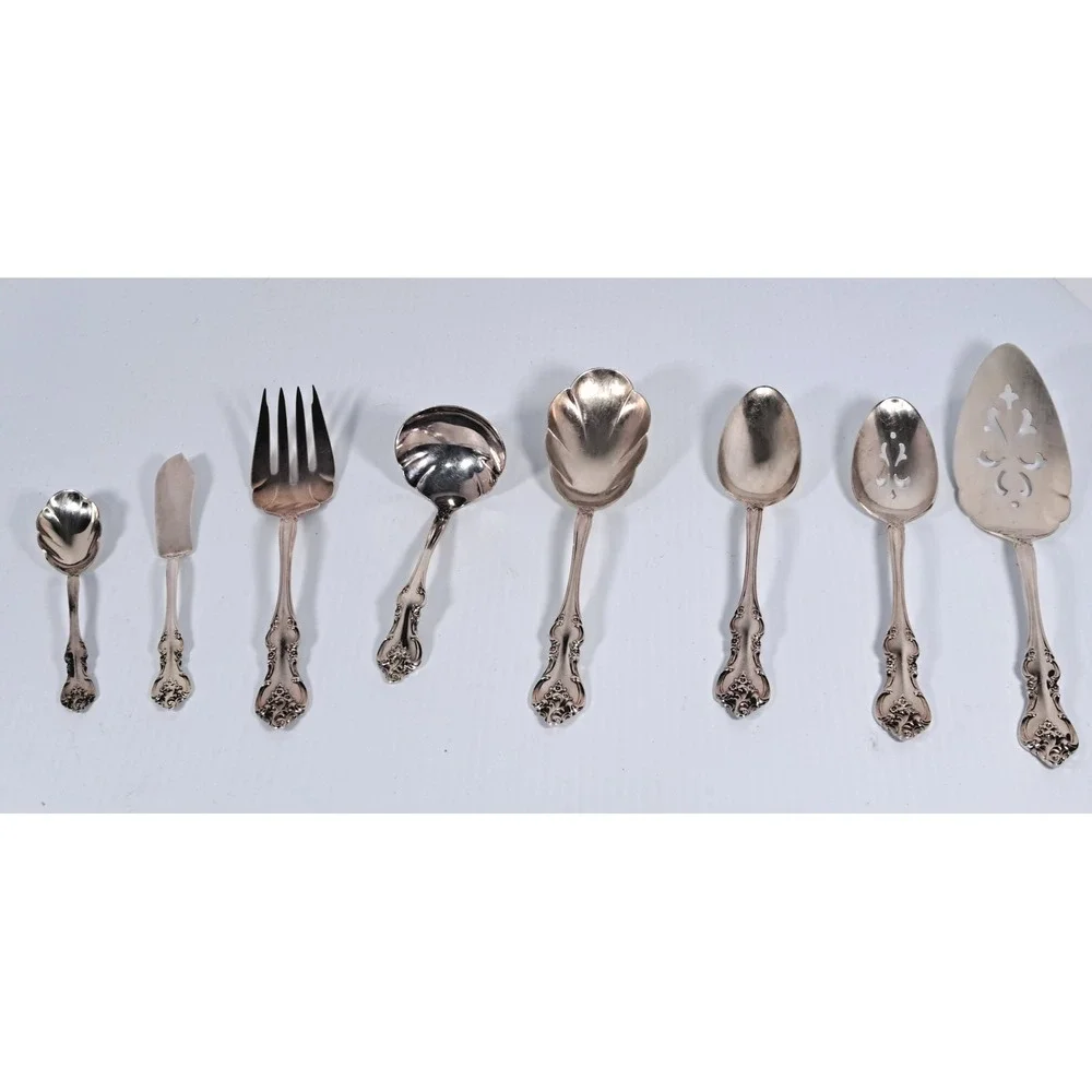 International DeepSilver Orleans Silverplate Serving Set 8pc Ornate Floral